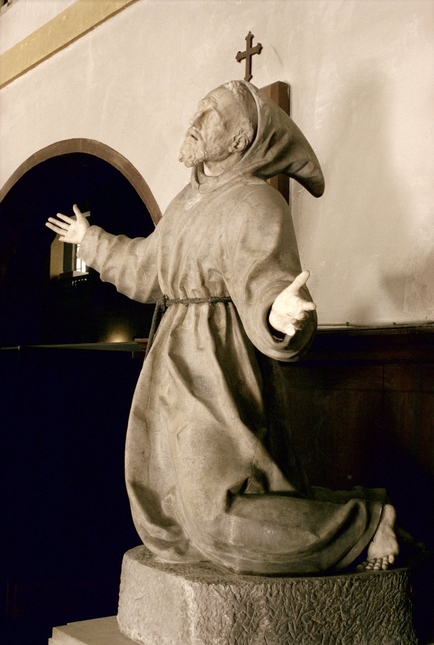 St. Francis mottar stigmata, ca. 1580 (marmor) (se også 248125, 248126 og 248127) av Germain Pilon