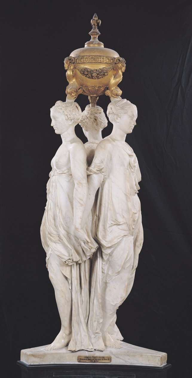 The Three Graces, begravelsesmonument med hjertet til Henri II (1519-59) 1559 (marmor) av Germain Pilon