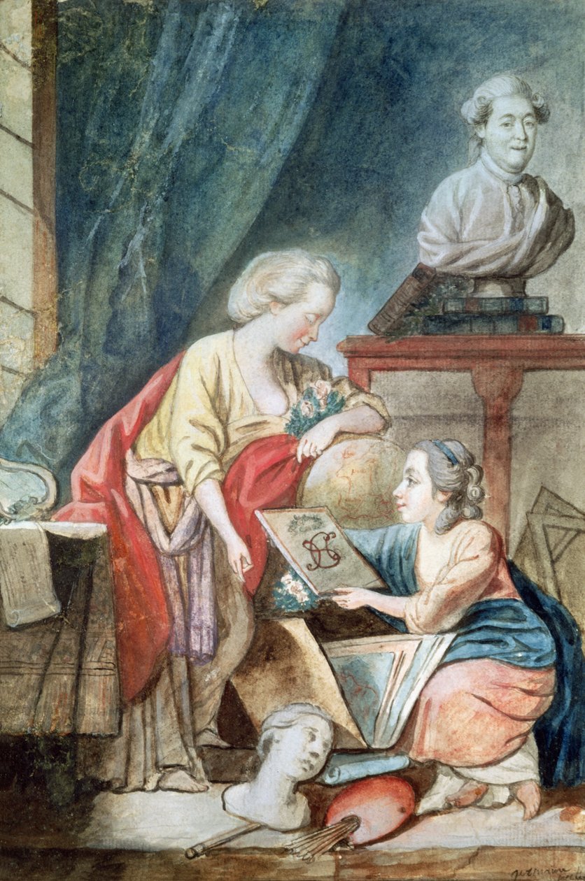 Necker-familien i 1780 (pastell, gouache og wc på papir) av Germaine Necker