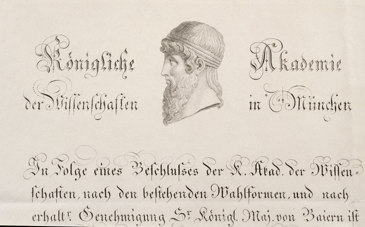 Et offisielt dokument fra München Royal Academy of Science av German School