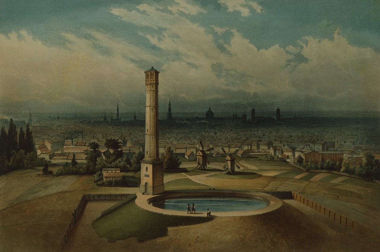 Berlin vannverk, ca. 1860 (wc på papir) av German School