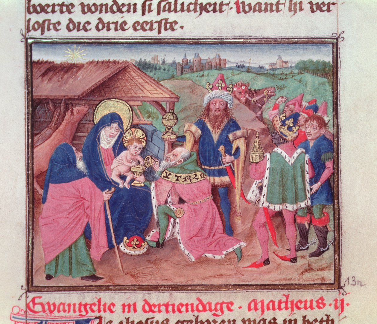Codex 2772 f.13 Magiens tilbedelse av German School