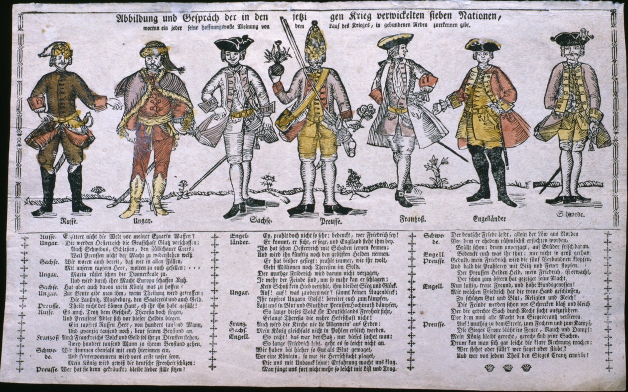 Kopi og diskusjon av nasjonene som er i krig, ca. 1760 av German School