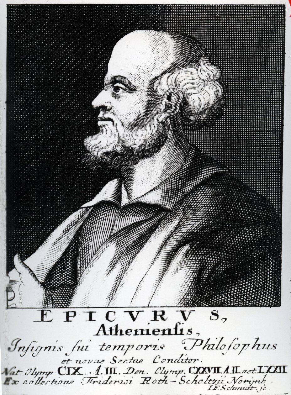 Epicurus, gravert av Johann Fredrich Schmidt av German School