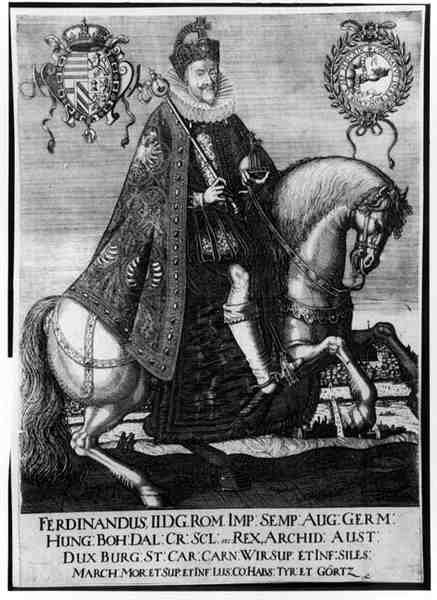 Rytterportrett av Ferdinand II (1578-1637), den hellige romerske keiseren av German School