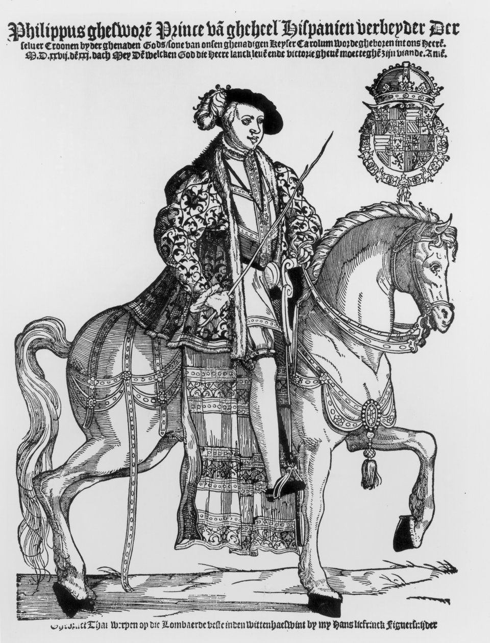 Rytterportrett av Filip II (1527-98) av Spania av German School