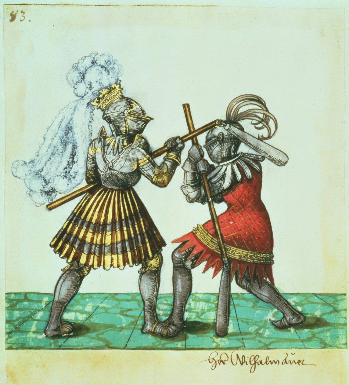 Fol.83 Keiser Maximilian I av Tyskland (1459-1519) engasjert i mann-til-mann-kamp, fra 