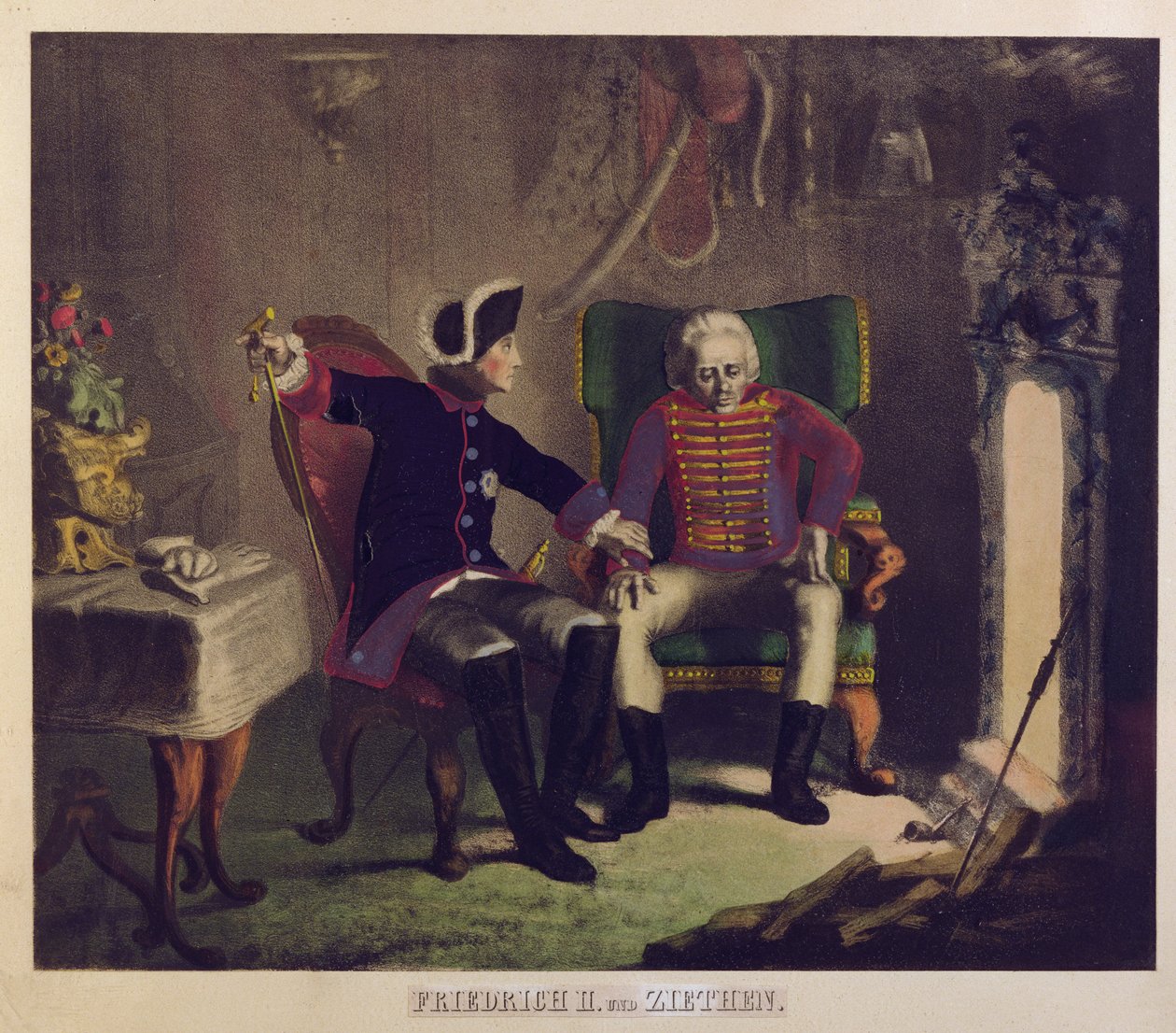 Frederick II og general von Ziethen av German School