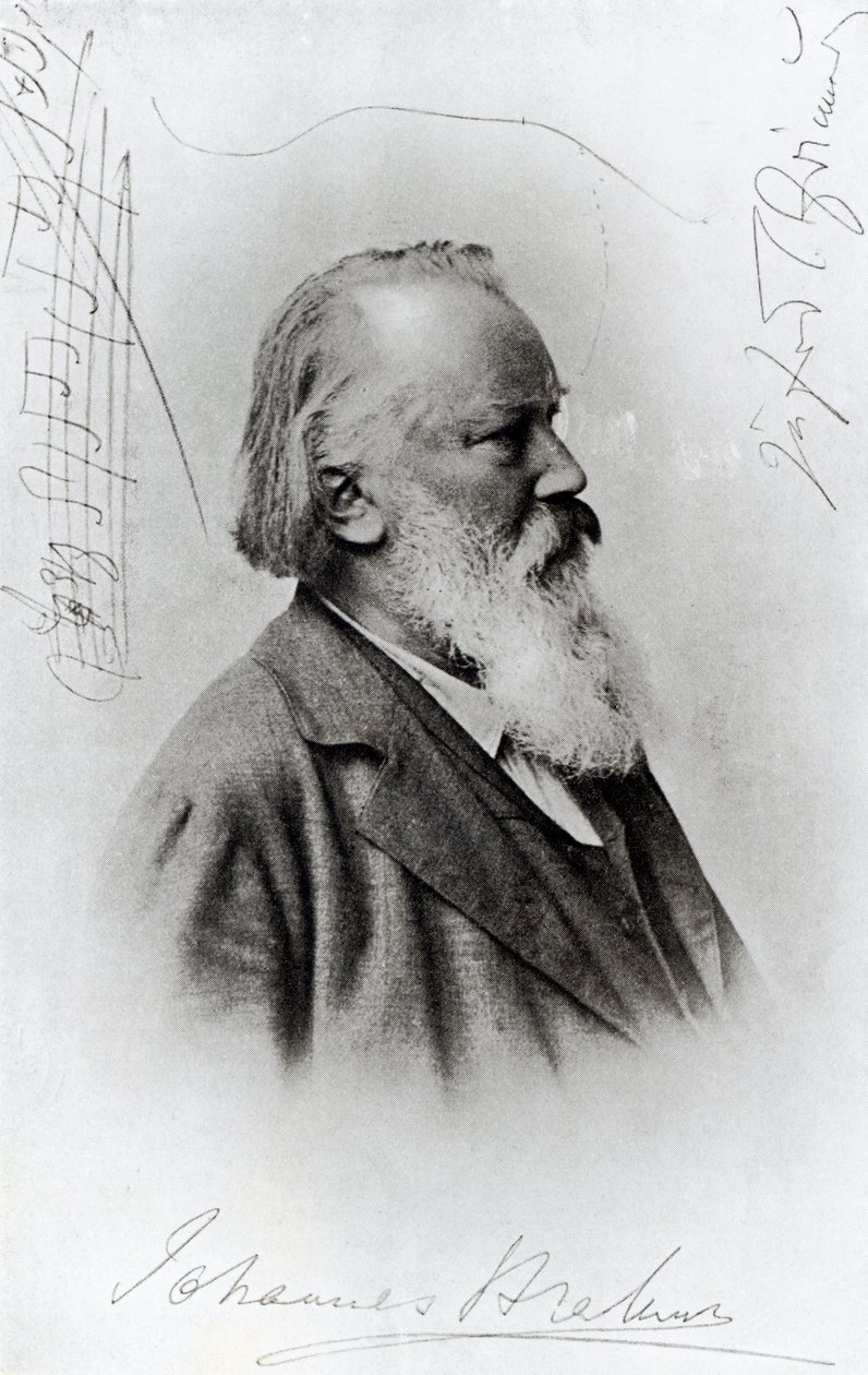 Johannes Brahms (1833-97) (fotogravyr) av German School