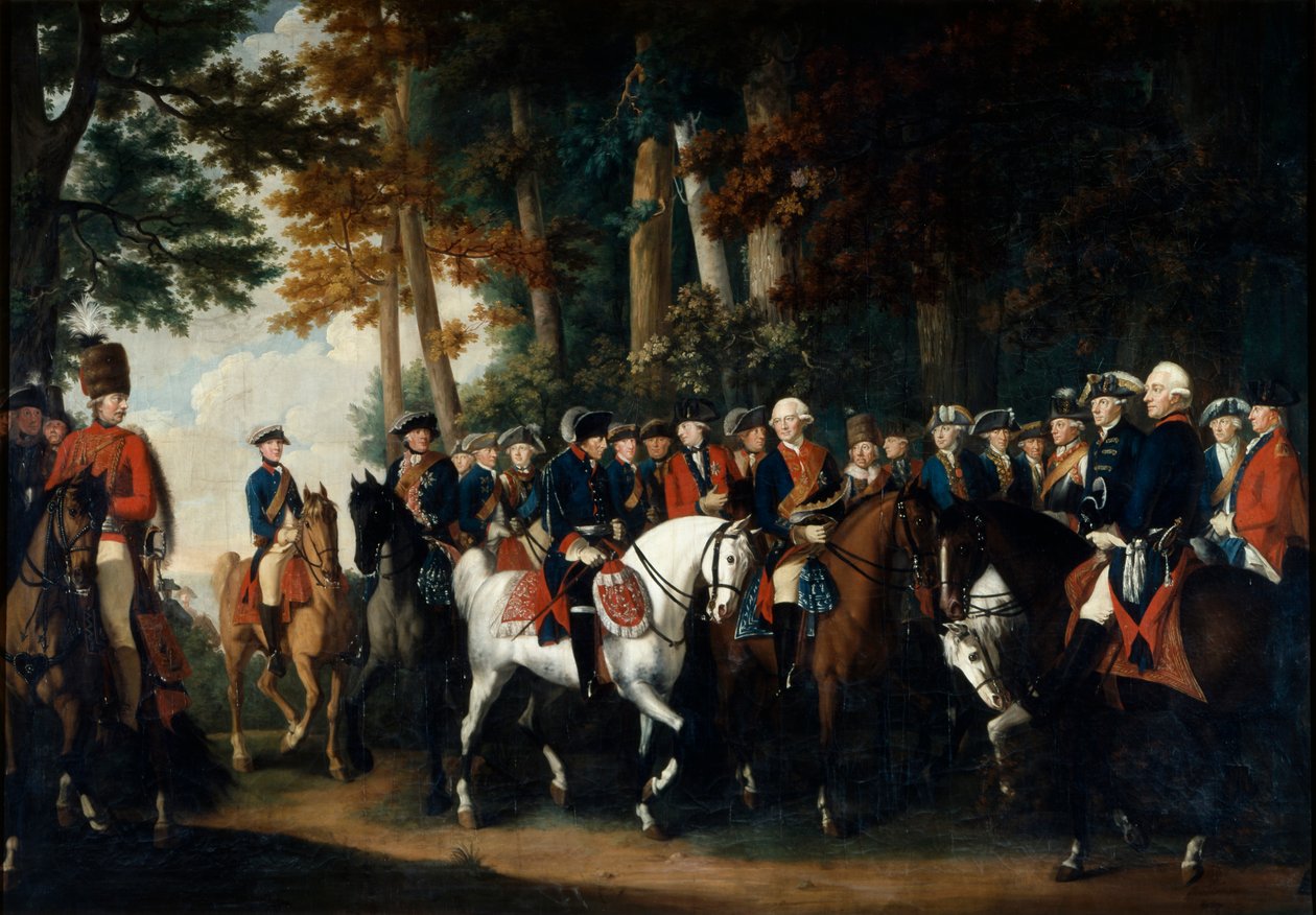 Kong Fredrik IIs retur fra Preussen av Manoever, ca. 1785 av German School