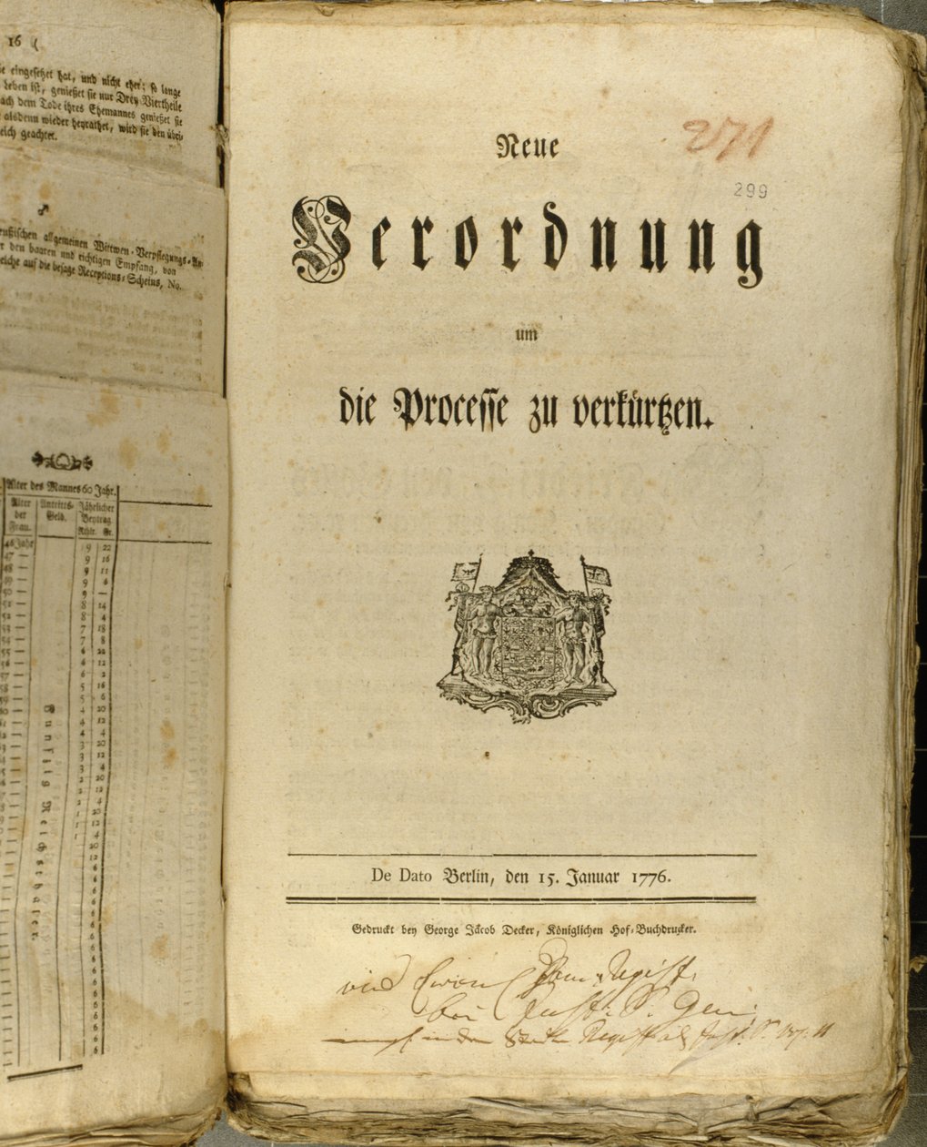 Juridisk prosedyre av 1776 (trykk) av German School