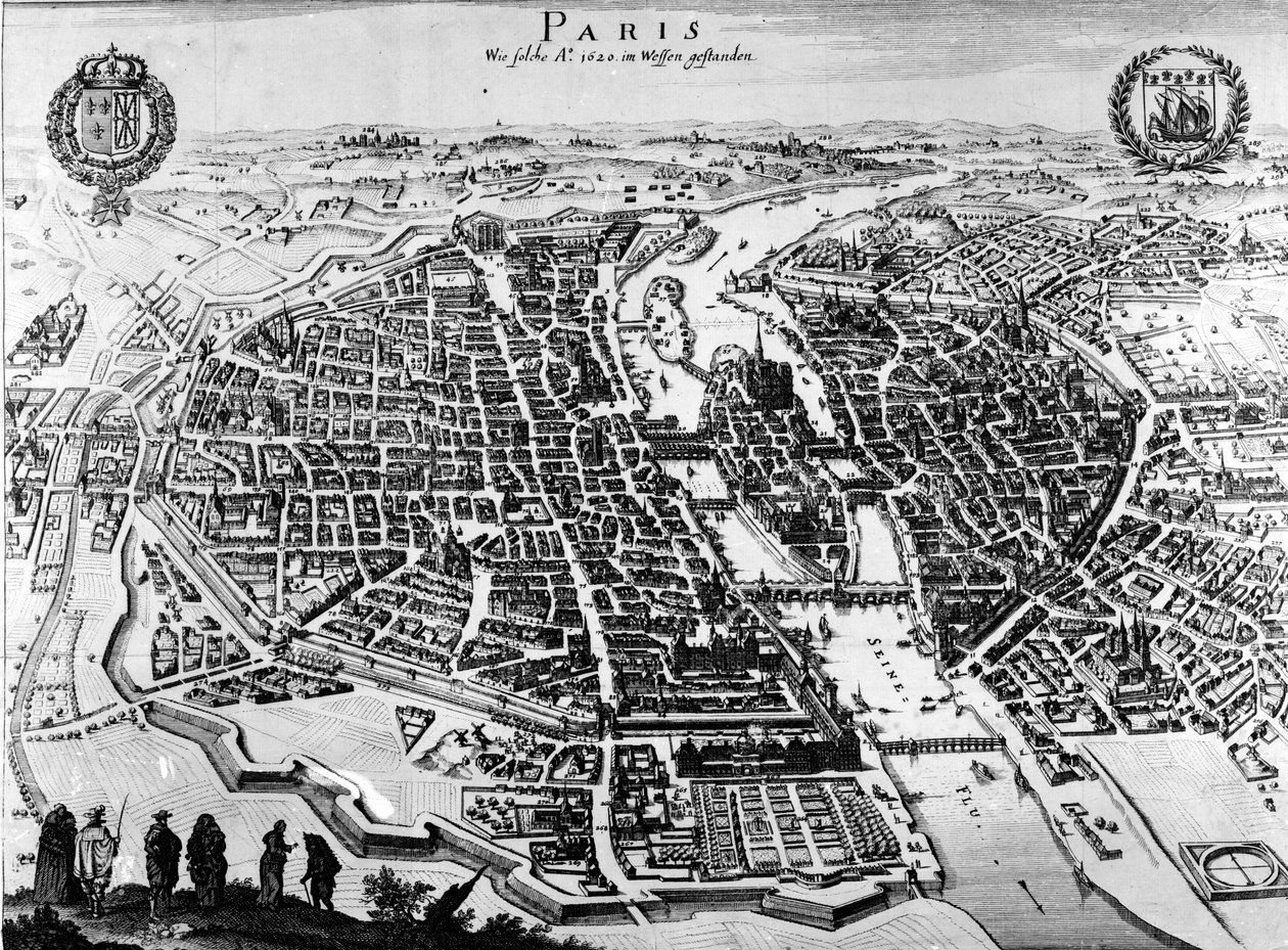 Kart over Paris, 1620 av German School