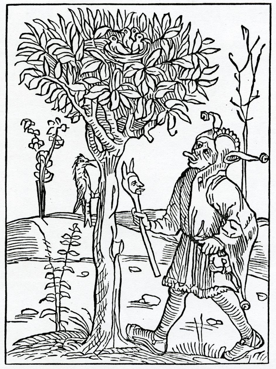Of to moche spekynge eller bablynge, illustrasjon fra Alexander Barclays engelske oversettelse av 