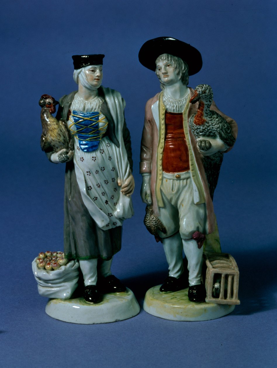 Et par kalkunselgere, muligens modellert av Jean-Jacob Louis (1703-72), Ludwigsburg, ca. 1765 (porselen) av German School