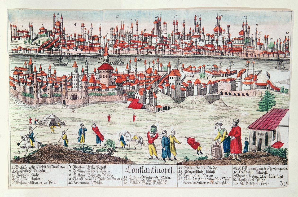 Panoramautsikt over Konstantinopel av German School