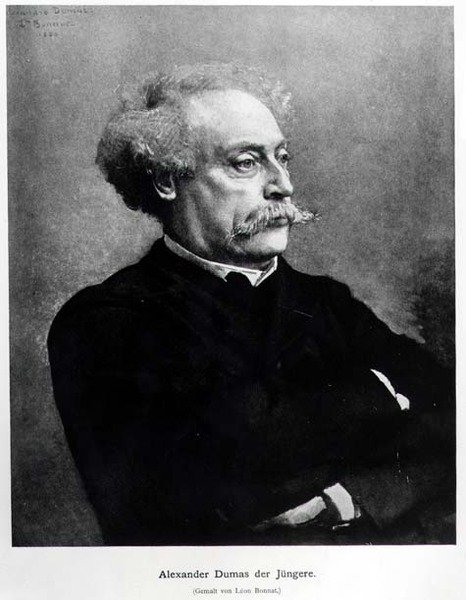 Portrett av Alexander Dumas fils (1824-95) 1886 av German School
