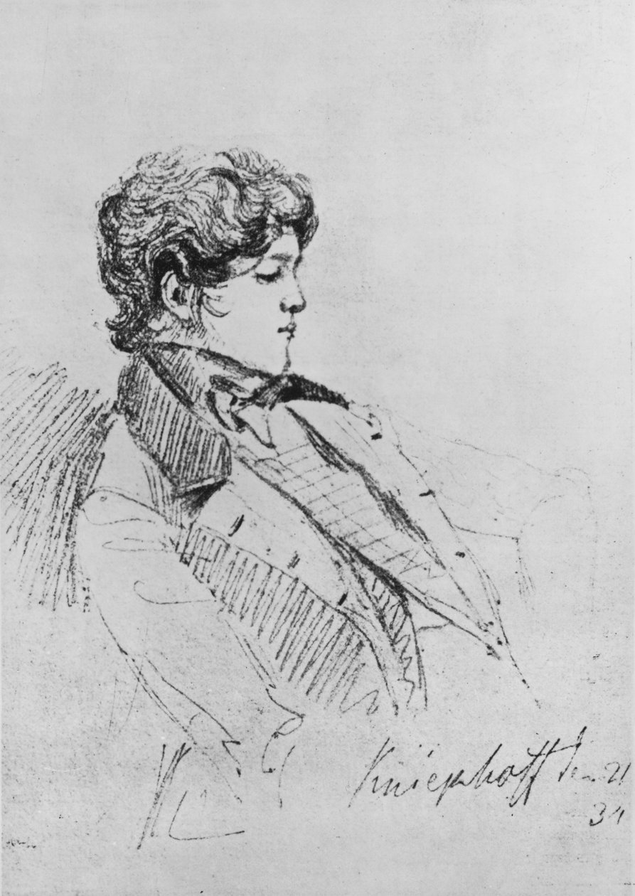 Portrett av prins Otto von Bismarck, 1834 (blekk på papir) av German School