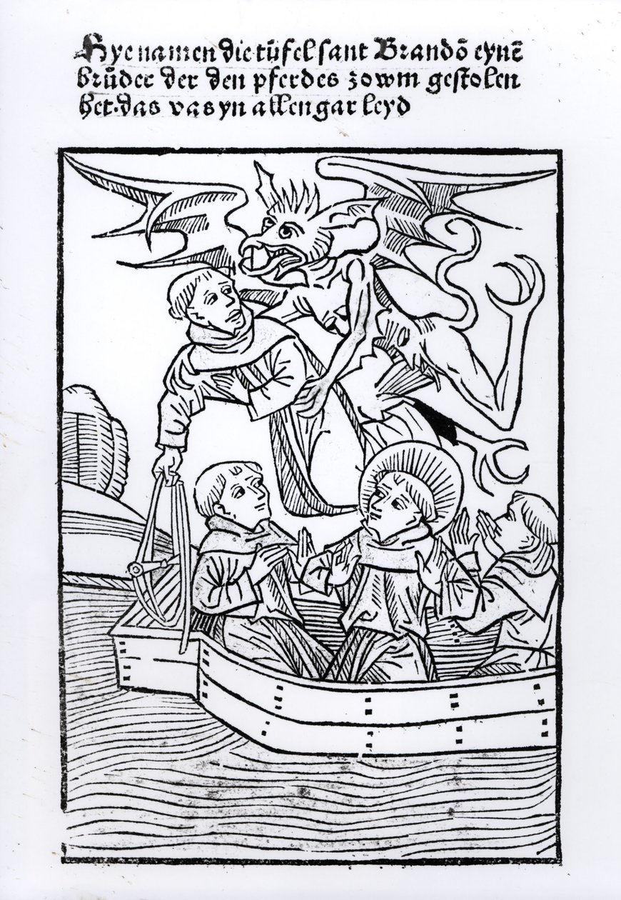 Scene fra "The Navigation of St. Brendan" av German School