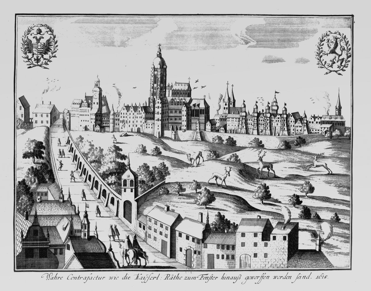 Defenestrasjonen av Praha, 3. august 1618 av German School