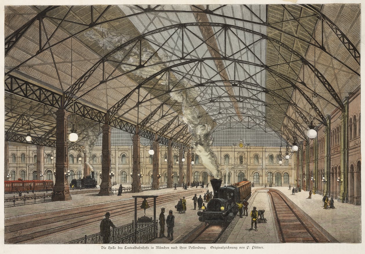 Utsikt over Hall of the Central Station, München av German School
