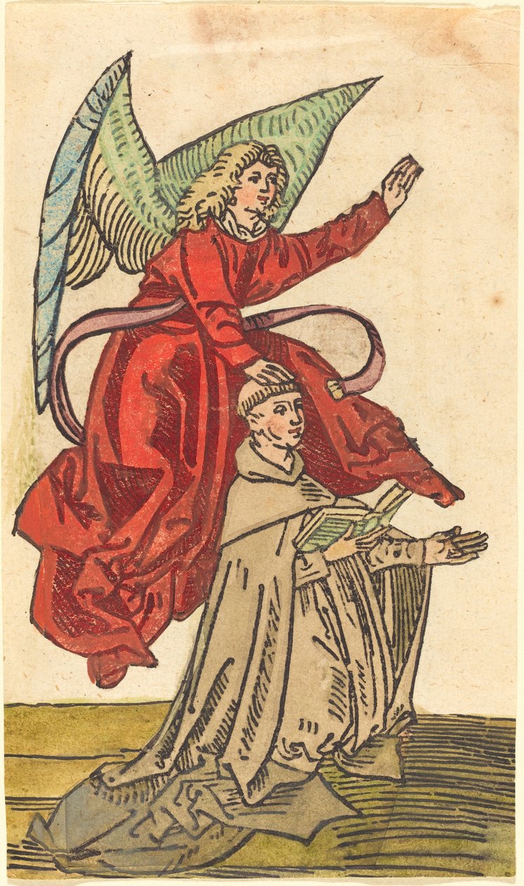 En munk med en engel av German 15th Century