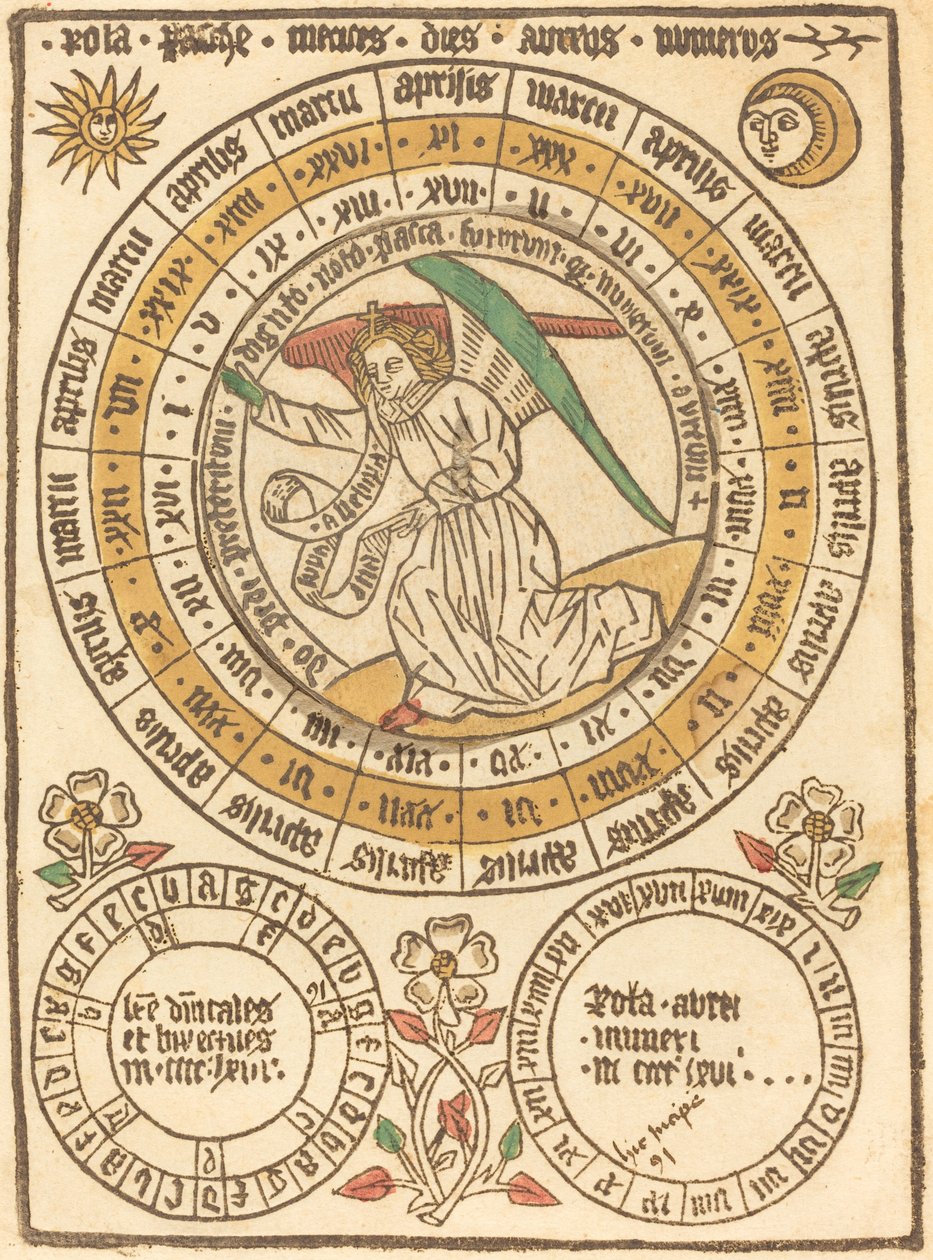 En påskekalender som begynner med året 1466 av German 15th Century