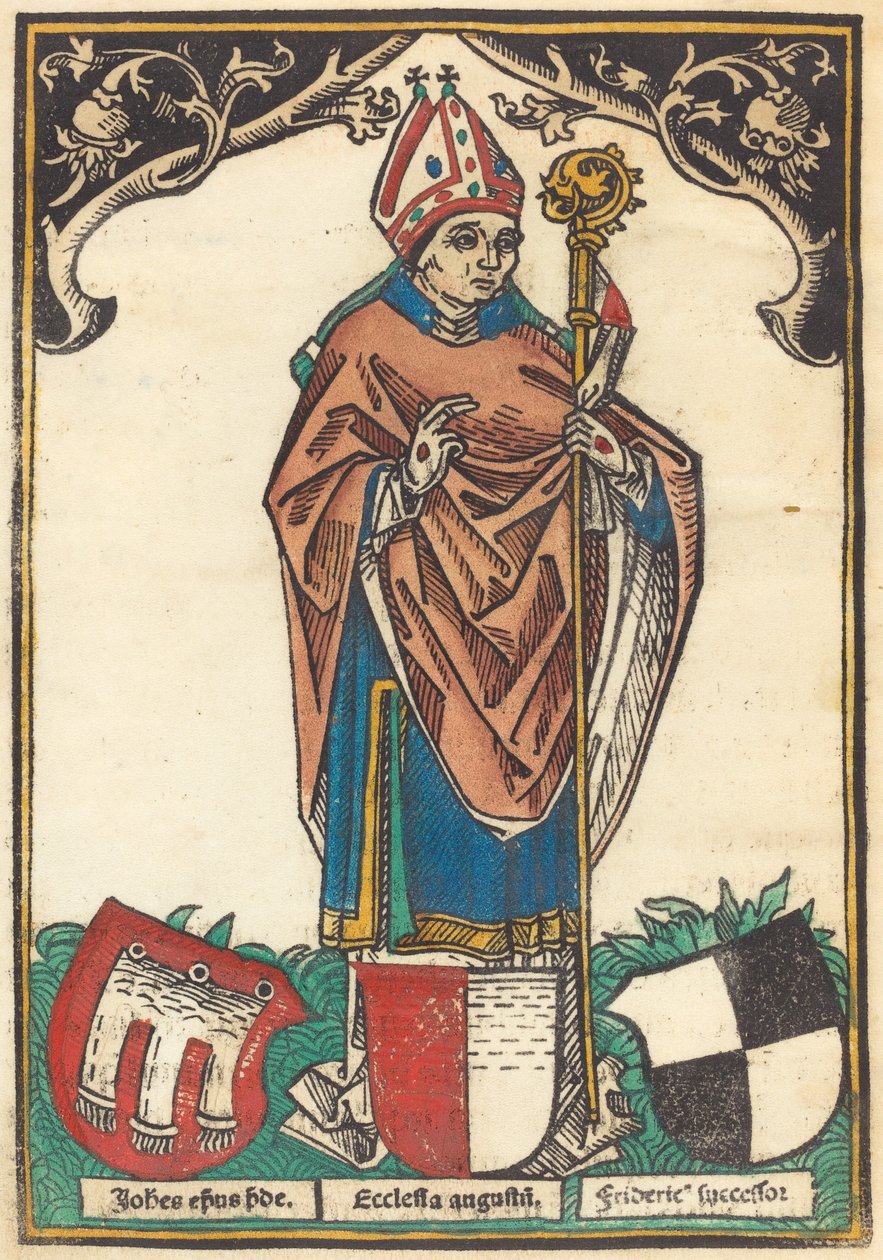 Biskop av Augsburg med tre våpenskjold av German 15th Century