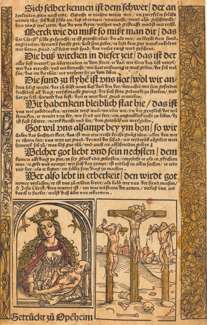 Bredside med to scener fra Kristi liv og groteske grenser av German 15th Century