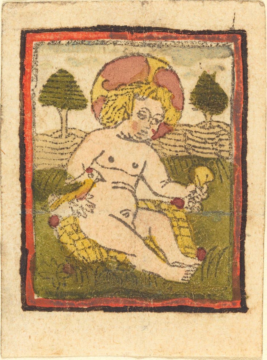 Kristusbarn med fugl av German 15th Century