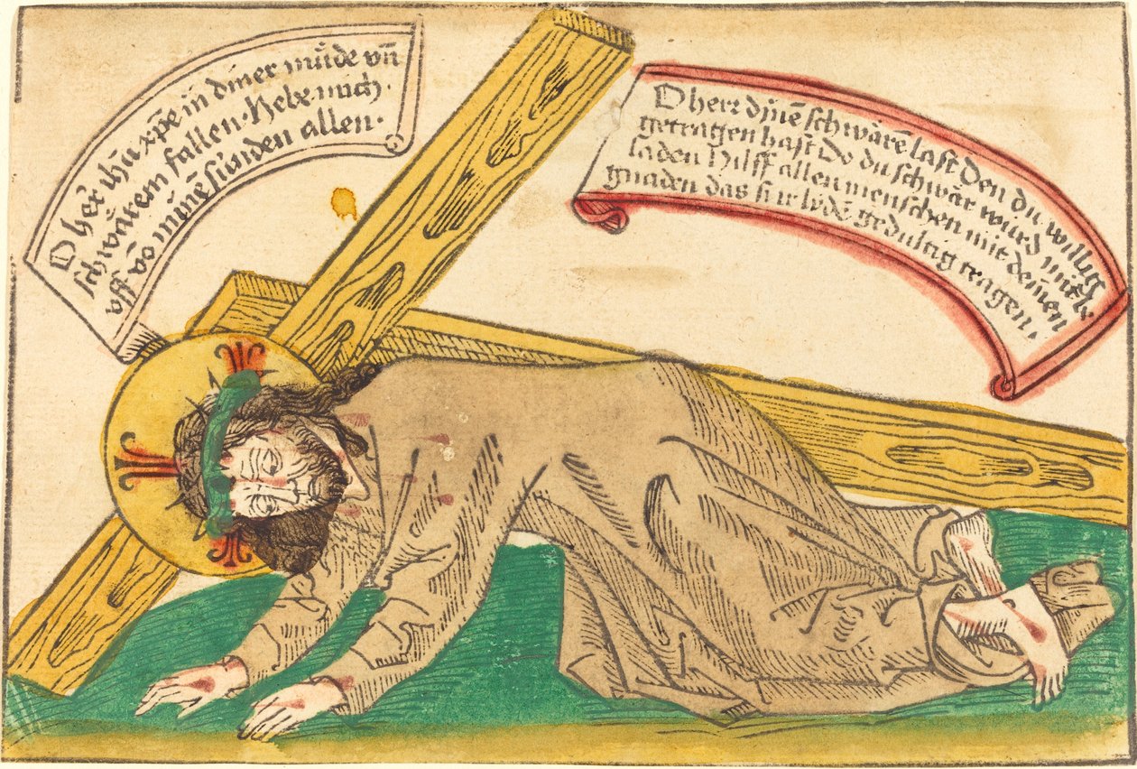 Kristus faller under korsets vekt av German 15th Century