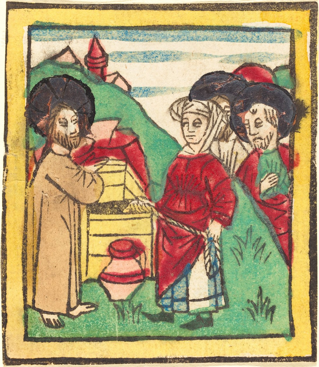 Kristus og kvinnen i Samaria av German 15th Century