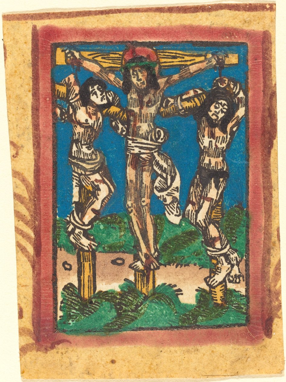 Kristus på korset mellom de to tyvene av German 15th Century