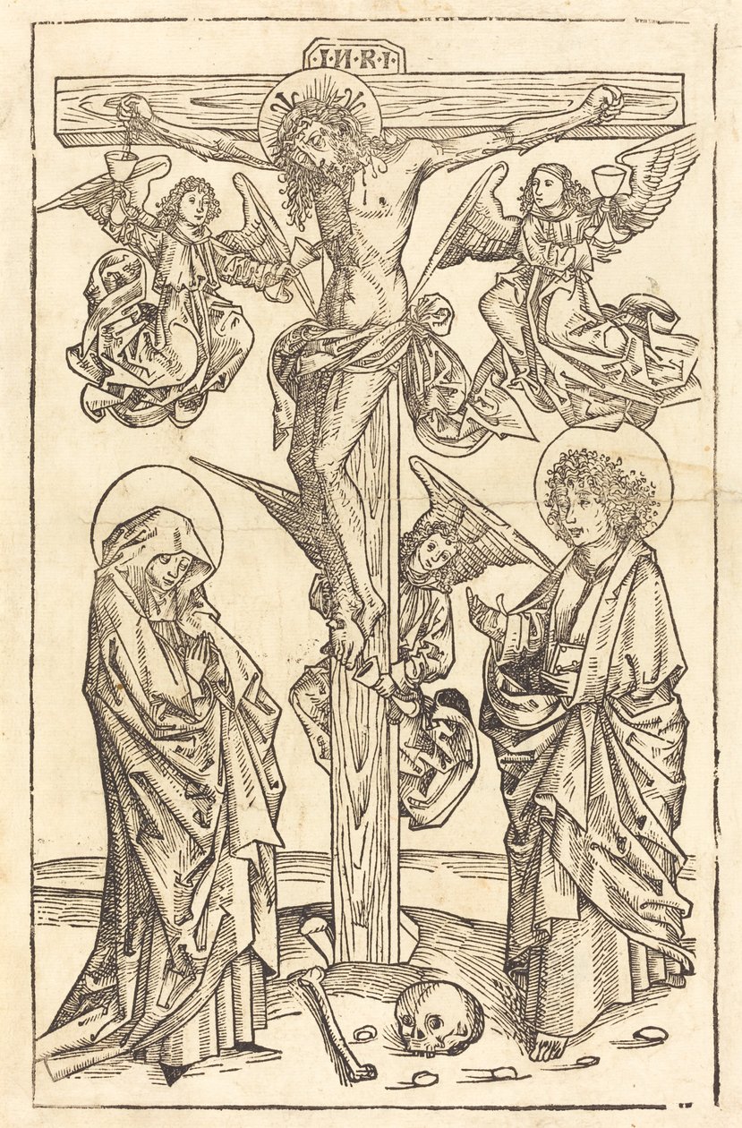 Kristus på korset med engler av German 15th Century