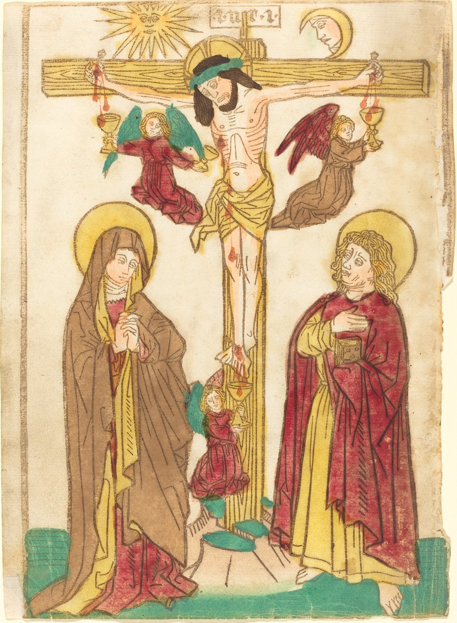 Kristus på korset med engler av German 15th Century