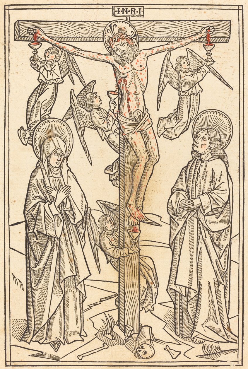 Kristus på korset med engler av German 15th Century