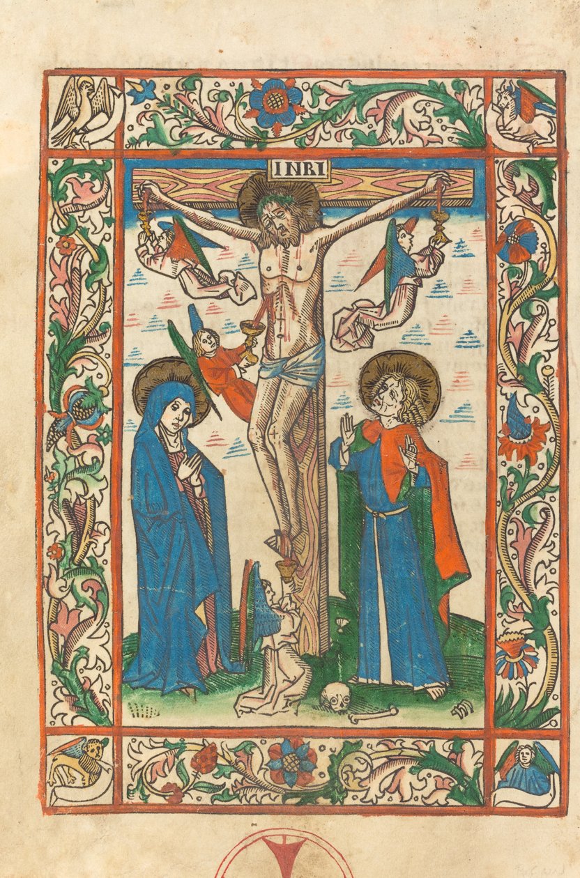 Kristus på korset med engler av German 15th Century