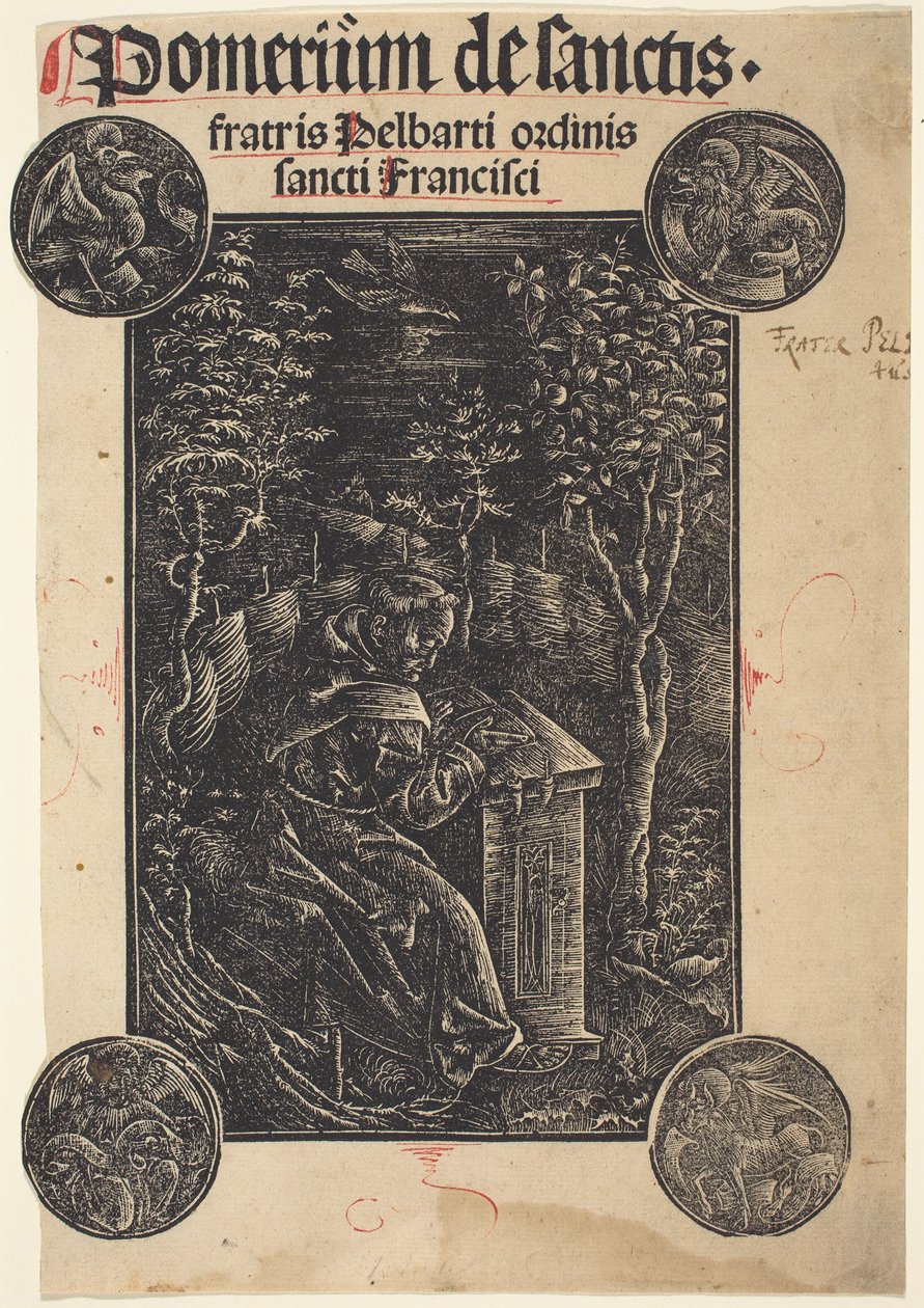 Franciscan, Pelbartus av Temesvar, i en hage av German 15th Century