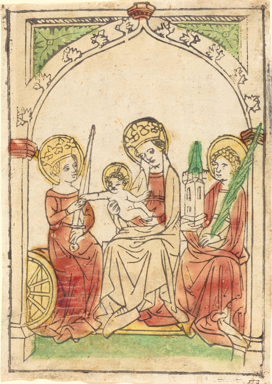 Madonna mellom Saints Catherine og Barbara av German 15th Century