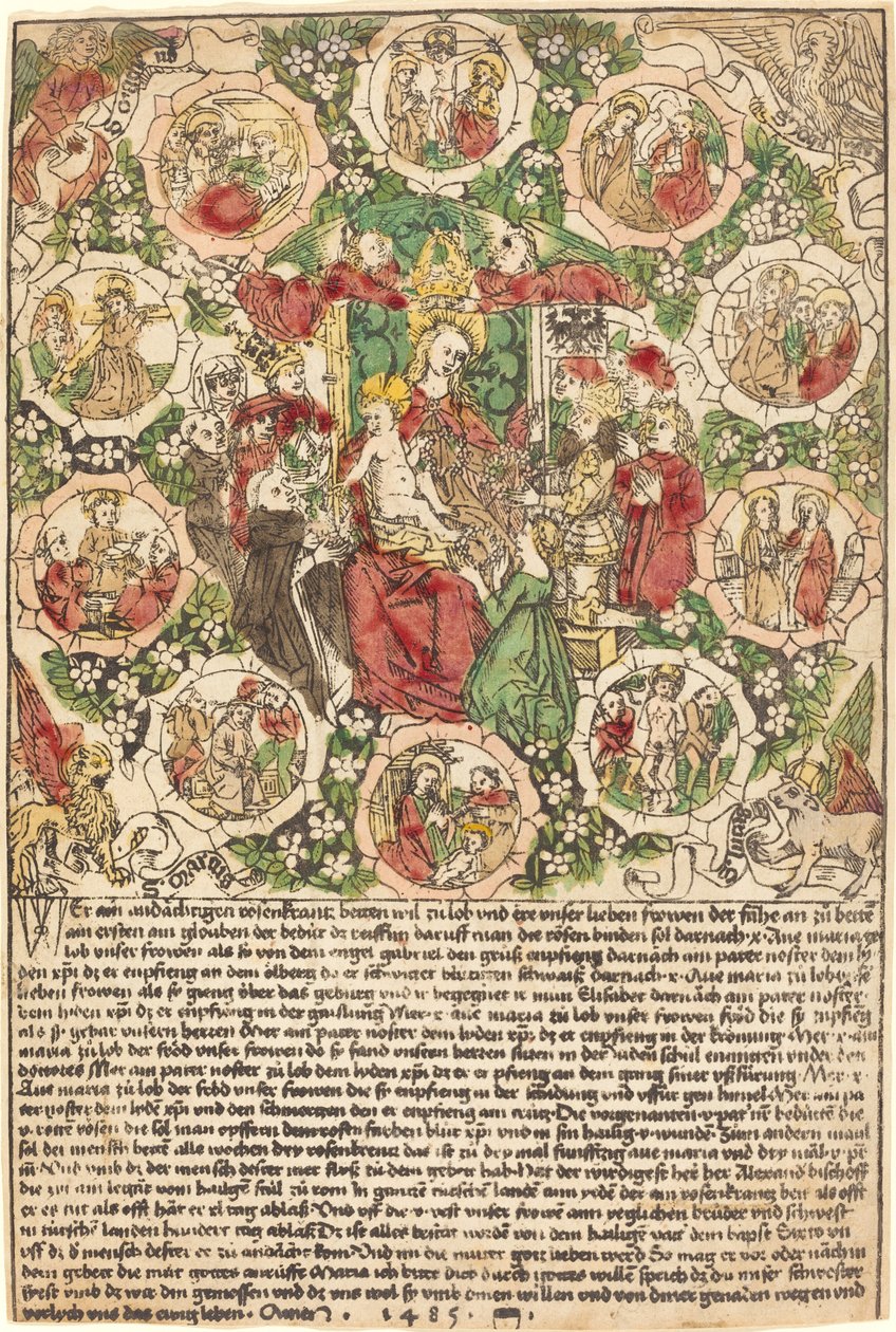 Madonna med rosenkransen av German 15th Century