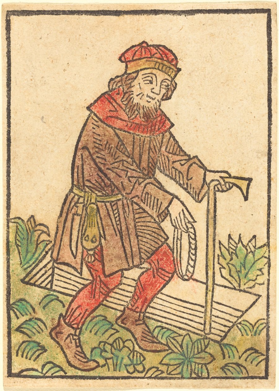 Mann som går mot en grav av German 15th Century