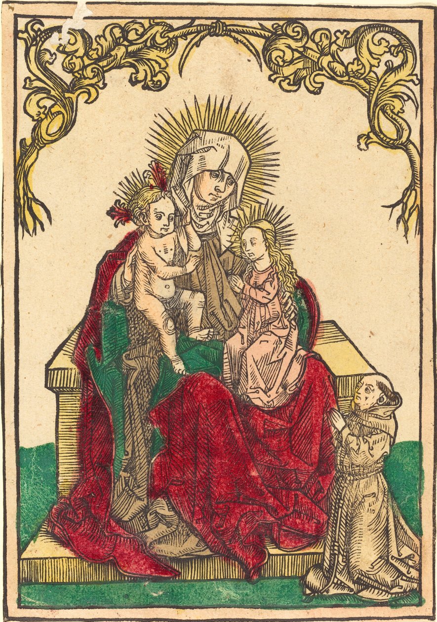 Saint Anne, Madonnaen og barnet og en fransiskanermunk av German 15th Century