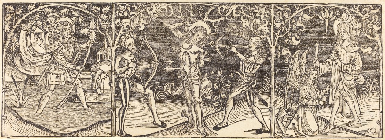 De hellige Christopher, Sebastian og Roche av German 15th Century