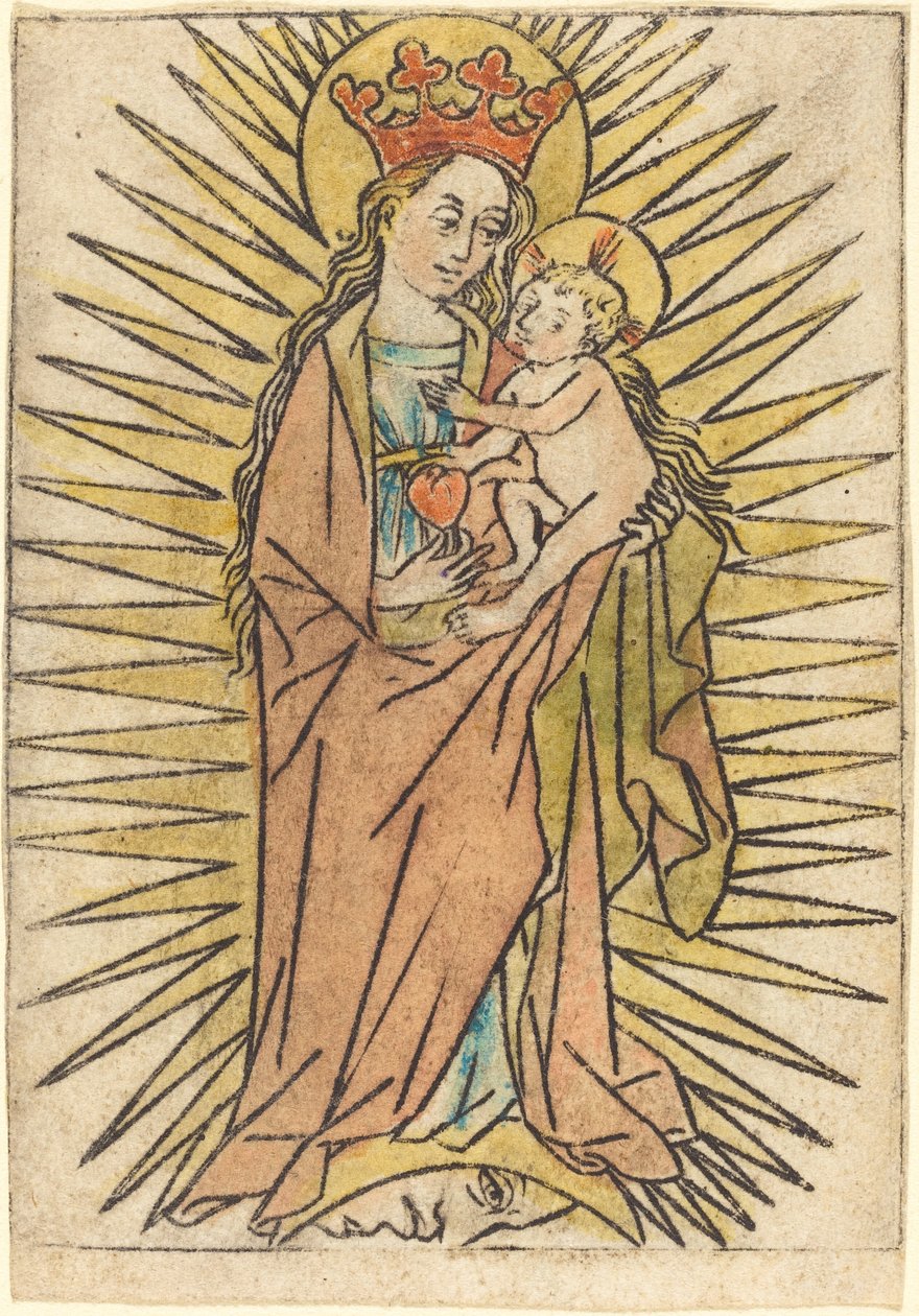 Madonnaen og barnet med en pære av German 15th Century