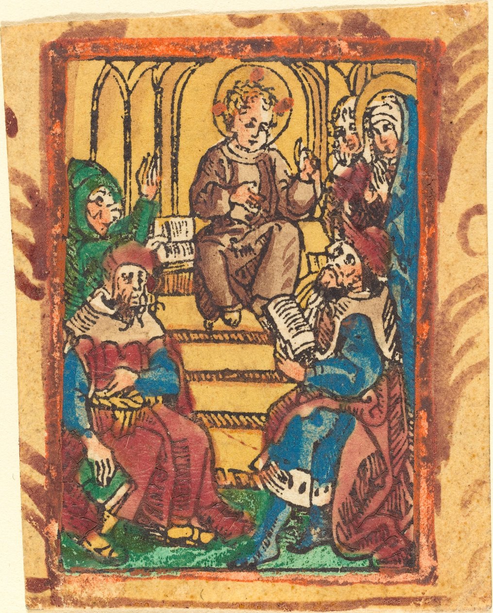Den tolv år gamle Jesus i tempelet av German 15th Century