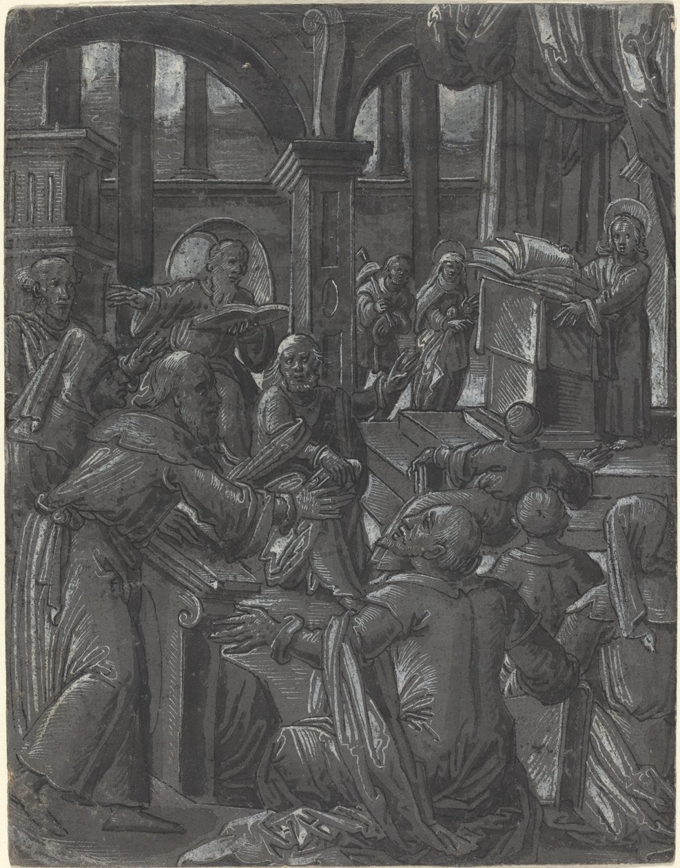 Kristus diskuterte med legene av German 16th Century