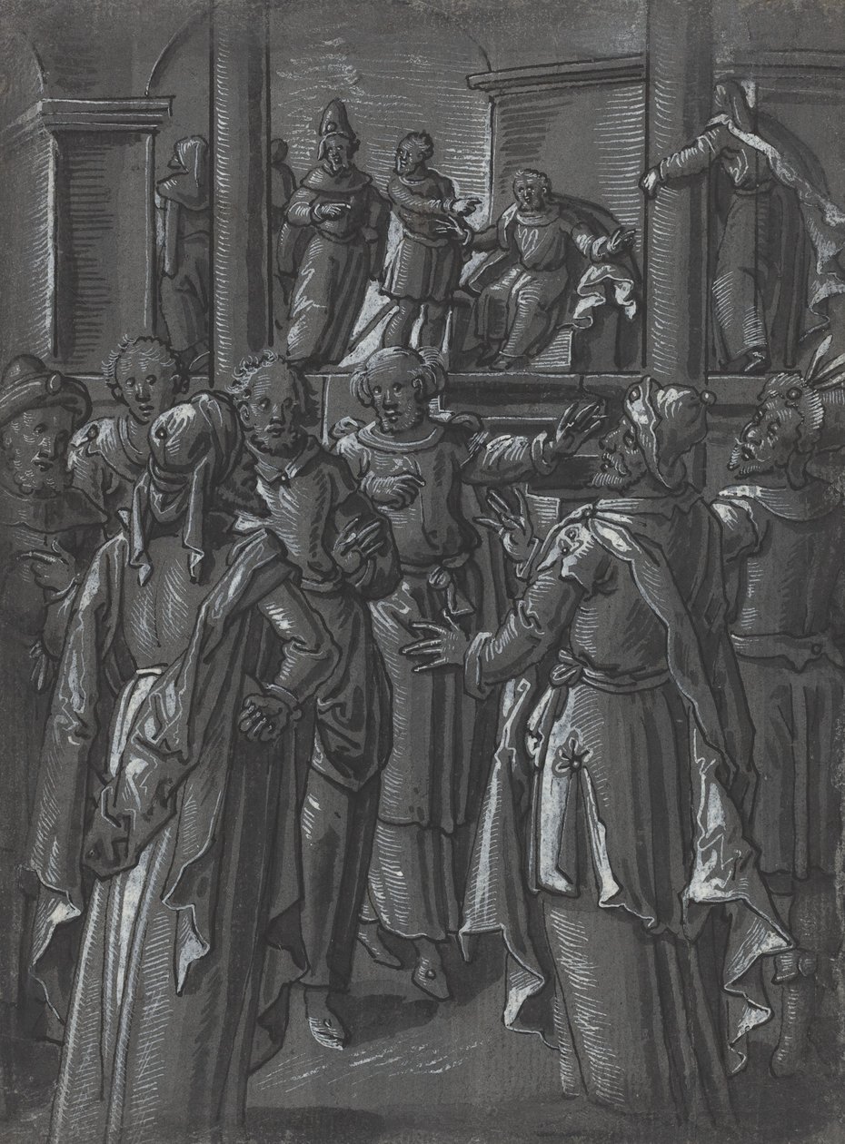 Ypperstepresten foran Pilatus [verso] av German 16th Century