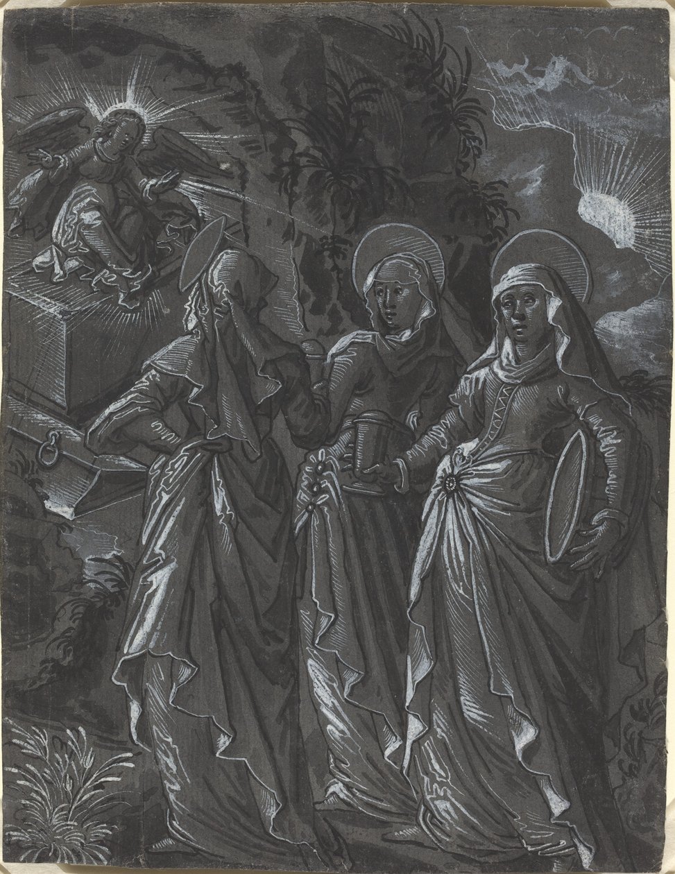 De tre kvinnene ved graven [recto] av German 16th Century