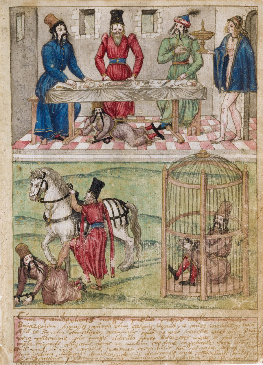 Bayezid I fengslet av Timur, før 1561 av German Master