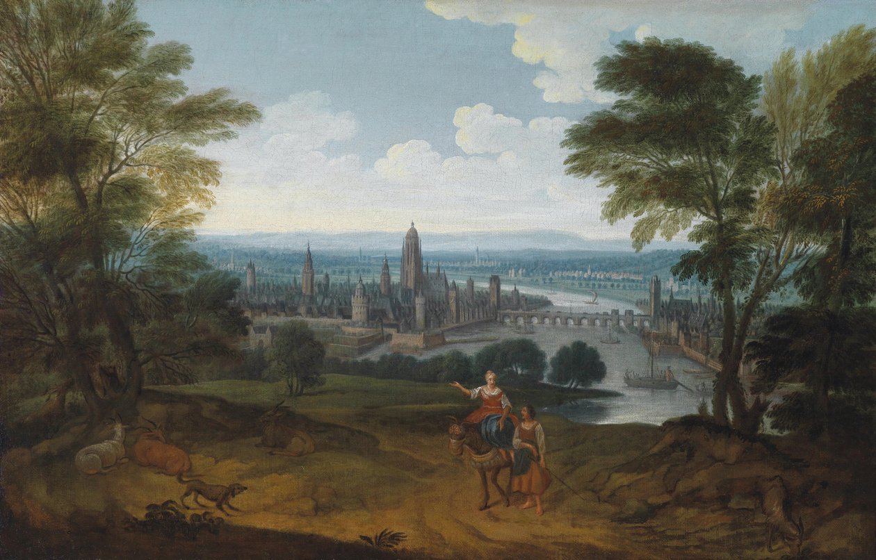 Utsikt over Frankfurt am Main fra vest, 1700-tallet av German Master
