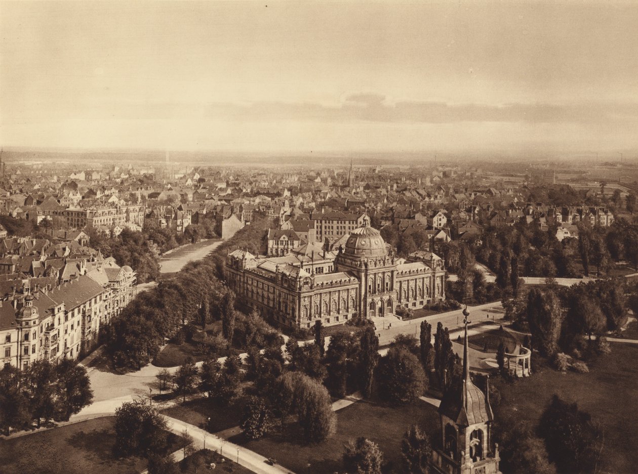 Utsikt over Hannover fra tårnet på det nye rådhuset (s/h-bilde) av German Photographer